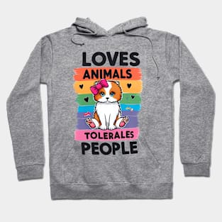 loves animals tolerates people quote Cat Lover & Dog Love Hoodie